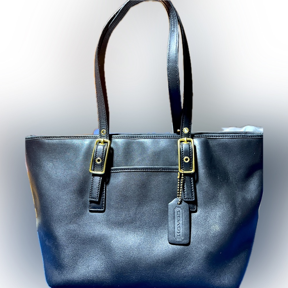 Coach Vintage Legacy West Mini Market Black Leather Tote